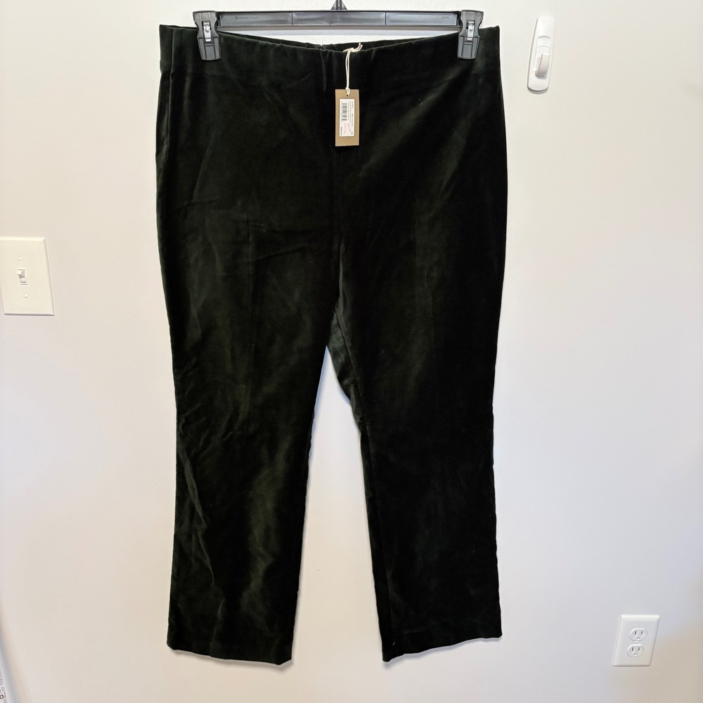 Ann Mashburn Fayette Flare Cropped Pant Women Forest Green XL Velveteen